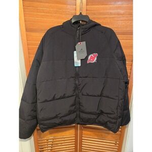 Antigua New Jersey Devils Women 2X Universe Puff Jacket Black NHL Hooded Puffer
